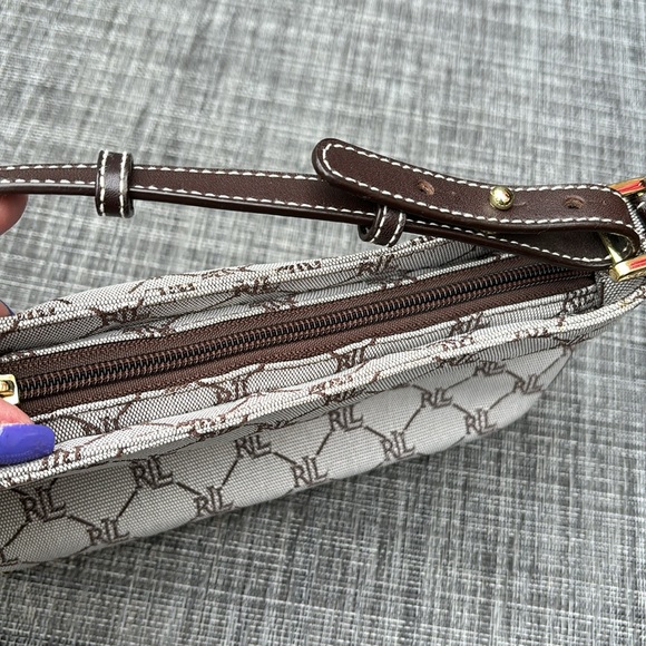 Vintage Y2K Lauren Ralph Lauren Monogram Cotton Canvas Mini Shoulder Bag - Picture 8 of 9